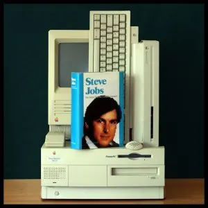 benefits of facing your fears Middle Class Dad Steve Jobs book on top of an old Macintosh computer