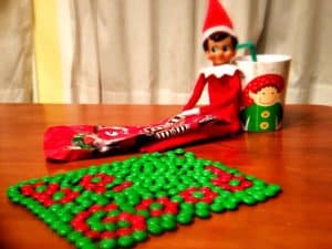 elf on the shelf mischievous ideas Middle Class Dad Elf on the Shelf spelling messages with MnM's