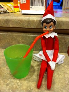 elf on the shelf mischievous ideas Middle Class Dad Elf on the Shelf drinking through a straw