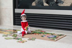 elf on the shelf mischievous ideas Middle Class Dad Elf on the Shelf playing with puzzels