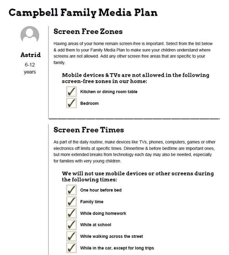 benefits of limiting screen time Middle Class Dad Campbell Family media plan