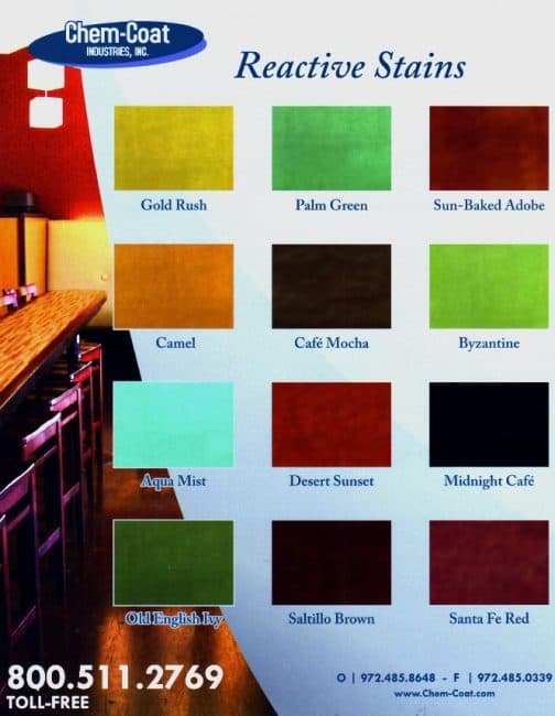 how to stain interior concrete floors Middle Class Dad Chem-Coat reactive stain color chart