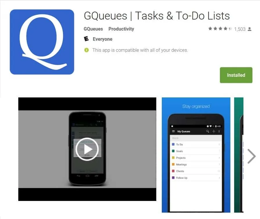 GQueues review Middle Class Dad install app from store