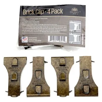 Middle Class Dad Holiday Joy - 4 Metal Brick Clip Fastener Hooks - Holds Up to 25 Pounds - Fits Brick 2-1/8" to 2-1/2" in Height - Made in USA (4 Pack) how to hang Christmas lights on brick walls